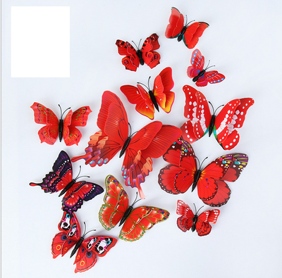 

3D stereo double deck simulation butterfly living room decoration PVC color butterfly magnet adsorption