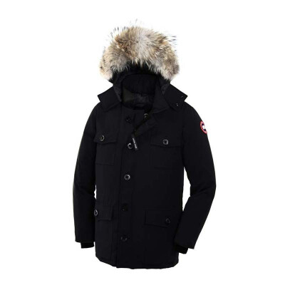 

Men Winter Coat Goose Mens Banff Parka Meets Leather Deatiling Overcoat Goose Down Feather Jacket Banff Parka Coyote Fur Collar