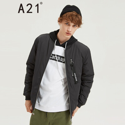 

A21 2018 autumn&winter new mens detachable bleach ribbons character prints fit chest open cotton coat 4841119003 black 18596AXXL