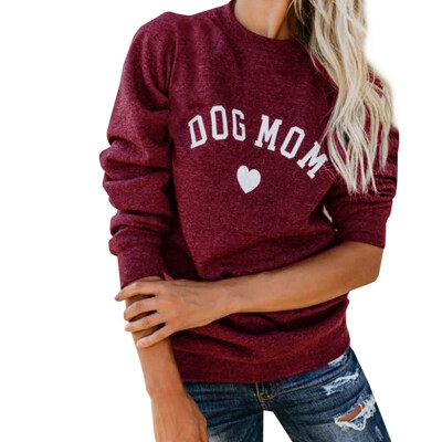 

Dog Mom Womens Plus Velvet Fashion Long Sleeve Casual Sweatshirt Printing Heart-shaped Print Kawaii Sweatshirt Clothing