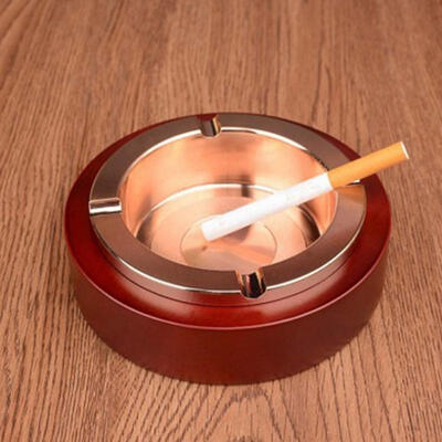 

Greensen Mahogany Round Ashtray Cigarette Smoking Ash Tray Holder Table Decoration for Home Hotel