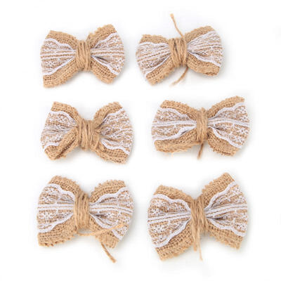 

Greensen 10pcs Hessian Bowknot DIY Handwork Jute Flower Lace Bow Tie Cloth Decor Burlap Bowknot