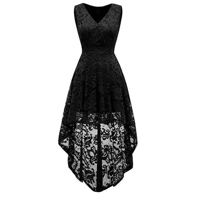 

Women\s Wear V Collar Sleeveless Cocktail Lace Dress