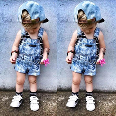 

Toddler Kids Baby Boys Girls Deinm Bib Pants Overalls Romper Outfits Clothes