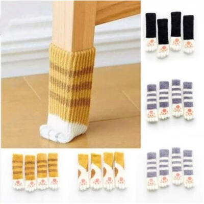 

4Pcs Lovely Cat Paw Table Leg Socks Furniture Sleeve Cover Knit Chair Foot Socks Floor Protector