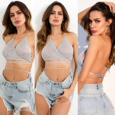 

Summer Women Crochet Bralette Knit Bra Beach Bikini Halter Cami Top Swimwear