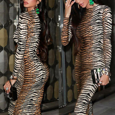 

US Women Dresses Bodycon High Neck Long Sleeve Cocktail Evening Party Maxi Dress