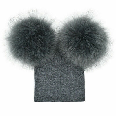 

Newborn Kids Baby Boy Girl Double Fur Pom Hat Winter Warm Knit Bobble Beanie Cap