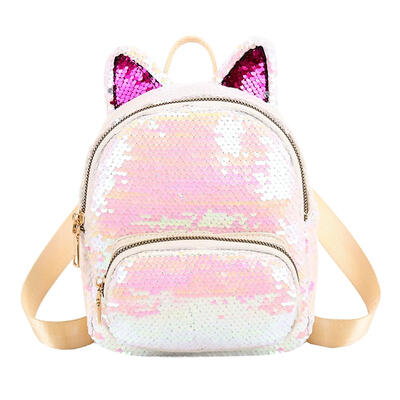 

Cute Sequins Cat Ear Backpacks Women Shoulder School Bags Small Knapsack