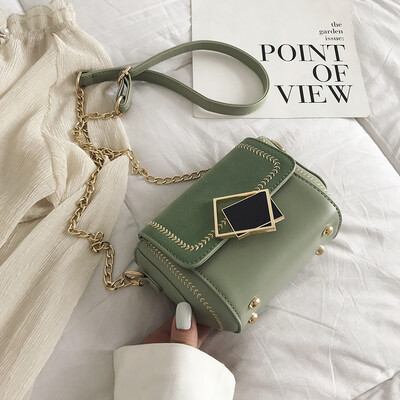

Ins texture on the new retro sanding small square bag leisure chain bag woman 2019 new small bag slanted womens bag