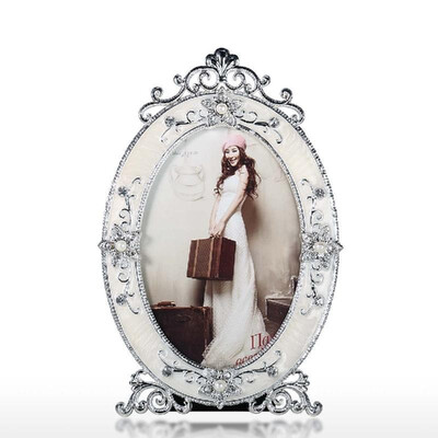 

Oval Picture Frame Metal Photo Frame Tabletop Display Home Wedding Photo Frame Anniversary for Family New Couple