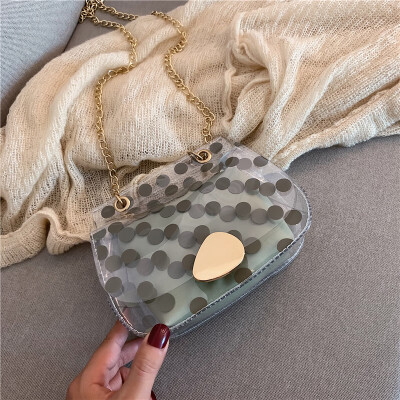 

2019 summer super fire small bag Korean version of the transparent jelly single shoulder mother bag wave point fashion chain Messenger bag tide