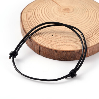 

Adjustable Cowhide Leather Cord Bracelet Making Black 77mm