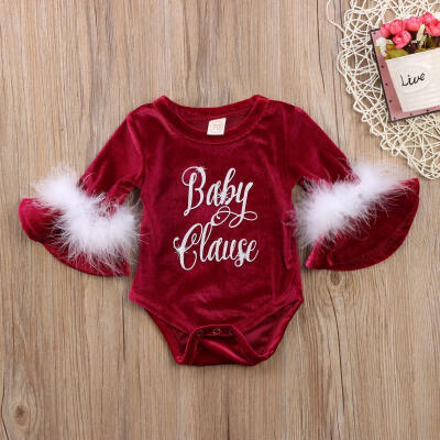 

Fahion Christmas Santa Baby Claus Kids Girls Fur Romper Jumpsuit Outfits Clothes One-pieces