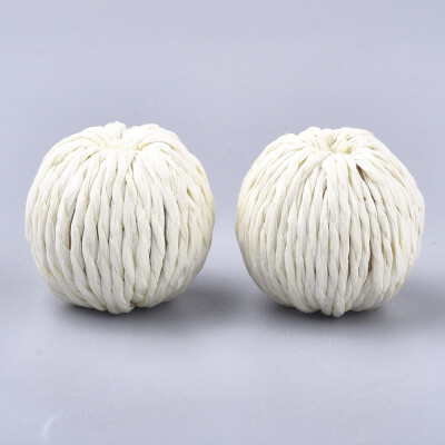 

Handmade Paper Woven Beads with Wood Inside Imitation Raffia Round Beige 1922x1820mm