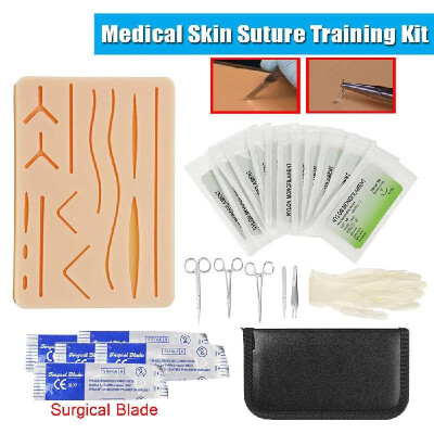 

Silicone Lifelike Skin Suture Training Kit Silica Gel Pad Needle Scissors Set Soft&Easy to Operate