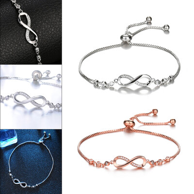 

Elegant Diamond Silver White Gold Plated Endless Love Infinity Bracelet Fashion Tennis Bracelets for Women