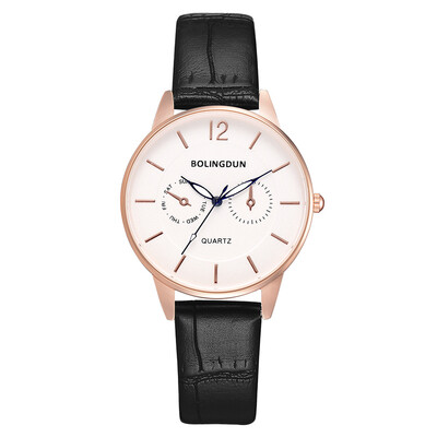 

Two eyes five-pin PU watch large dial business mens quartz watch casual big watch