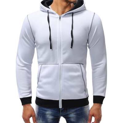 

Hooded Color Spliced Zipper Hoodie