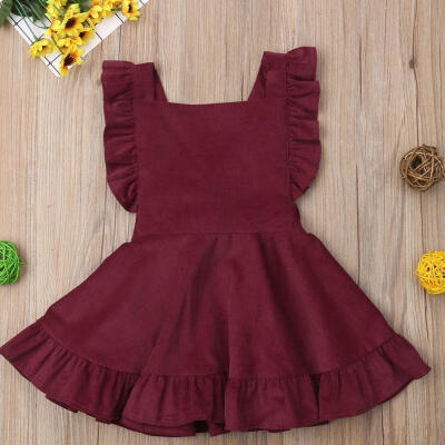 

Kids Toddler Baby Girl Long Sleeveless Corduroy Bowknot Party Princess TutuDress