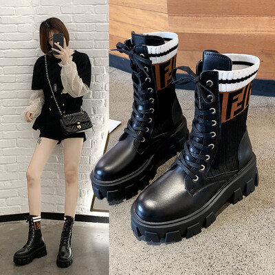 

Socks boots in the barrel boots autumn&winter Korean female students handsome wild Martin boot