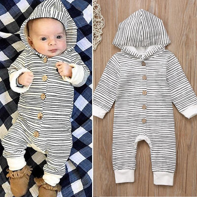 

0-24M Newborn Toddler Baby Boys Girls Romper Hooded Tops Jumpsuit Clothes Outfit