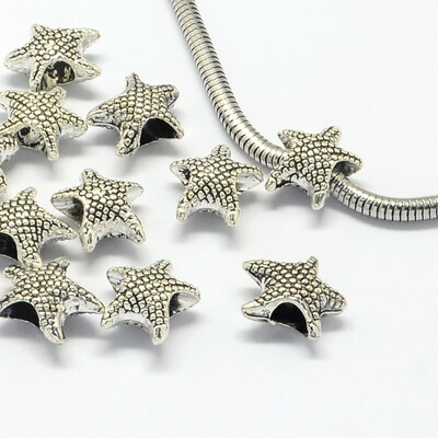 

Alloy European Beads Large Hole Beads Starfish Antique Silver 135x12x65mm Hole 5mm