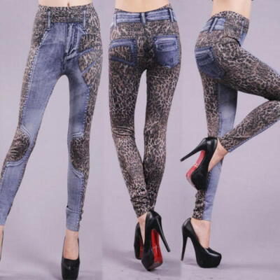 

Womans New Sexy Denim Stretch Leopard Slim Skinny Slim Pocket Pencil Jeans