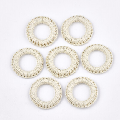 

Handmade Woven Linking Rings Paper Imitation Raffia Covered with Wood Ring AntiqueWhite 4447x78mm Inner Diameter 2527mm