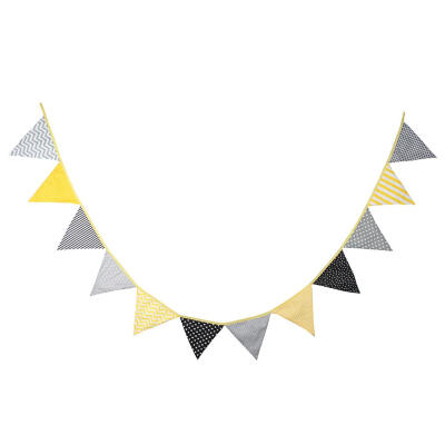

INS Nordic Cotton Fabric Flags Yellow Gray Pennant Party Wedding Supplies