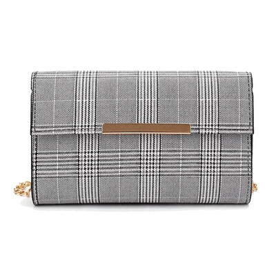 

Elegant Plaid Flap Clutch Women PU Leather Shoulder Messenger Chain Bags