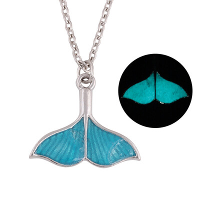 

Women Fashion Glow-in-Dark Enamel Mermaid Tail Pendant Chain Necklace Jewelry