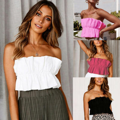 

Bandeau Casual Tube Crop Top Off Shoulder Yoga Vest Women Strapless Bra