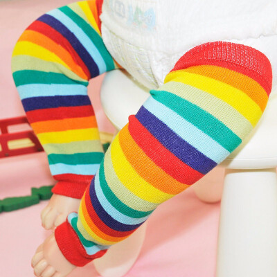 

Rainbow Stripes Baby Leg Warmers Toddlers&Children 12 Inches Long