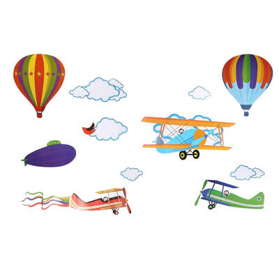 

PVC Wall Sticker Airplane Fire Balloon Cloud Vinyl Art Decal Children Baby Room Decor Removable Home Wall Decal Room Wall Decal