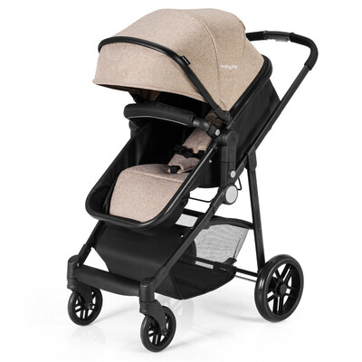 

2 in 1 Foldable Pushchair Newborn Infant Baby Stroller-Coffee