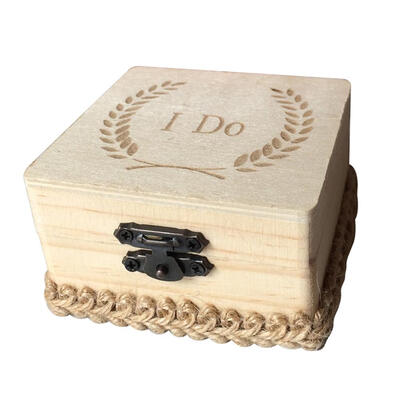 

Rustic Wood Retro Wedding Ring Box Ring Pillow Case with Lace Gift Holder