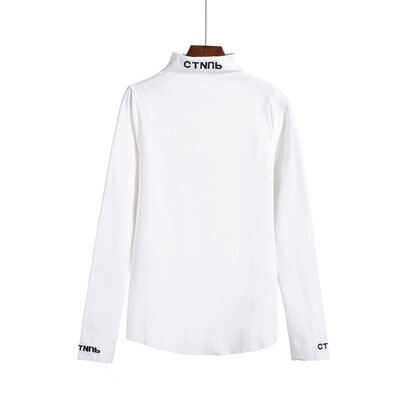 

Autumn Slim Long-sleeved T-shirt Ladies Thin Bottoming Tee Novel Letter Embroidery Clothes Top