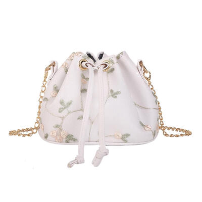 

Lace Flower Print Shoulder Handbags Chain Women Drawstring Crossbody Bags