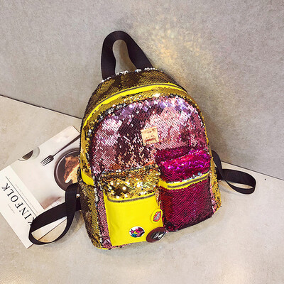 

Ins Super Fire Personality Sequin Backpack Women 2019 New Korean Fashion Red Travel Backpack Large Capacity