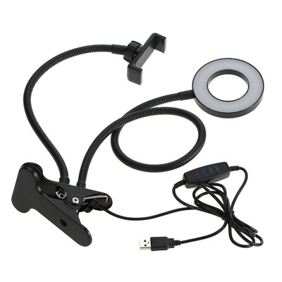 

Controllable Selfie Ring Light with Clamp Cell Phone Holder for Live Stream Video Chat Flexible Long Arms Lazy Bracket for Easy W