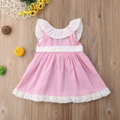 

Kids Baby Girls Lace Striped Party Pageant Tutu Dress Sundress Clothes