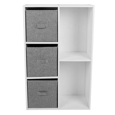 

Greensen Cube Bookcase Bookshelf with 5 Cubby Shelves 3 Bin Drawers for Home Office