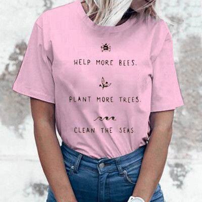 

Nomeni Fashion Women Summer Casual O-Neck Print Short Sleeve Top Blouse T Shirt