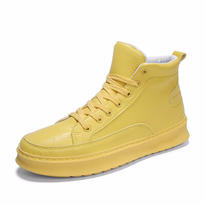 

Mens Casual Shoes Fashion High Cut Shoes Winter Man Shoes Breathable Winter Boots Men Sneakers Red White Yellow Black Size 39-44