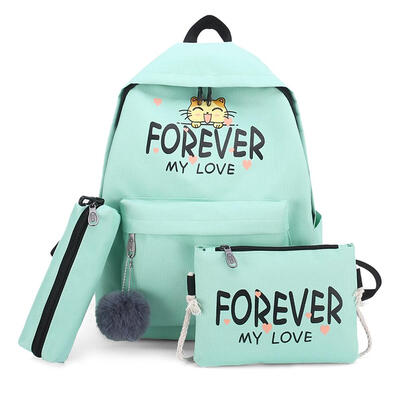 

3pcsset Cat Letter Print Shoulder Pen Bags Backpacks Women Composite Bags