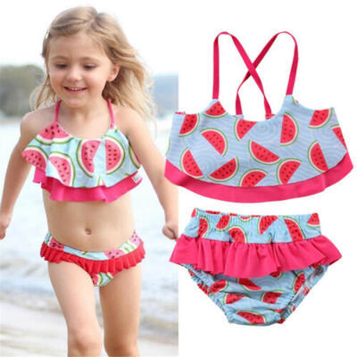 

Canis Kid Baby Girls Watermelon Tankini Bikini Swimwear Swimsuit Bathing Beach r