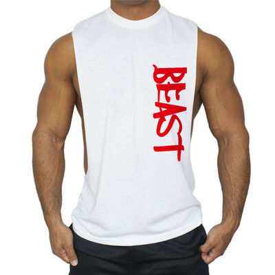 

Mens GYM Sleeveless Tank Top T-Shirt Bodybuilding Sports Letter Vest Muscle