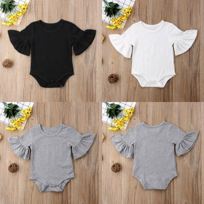 

Cotton Newborn Kids Baby Girl Clothes Flared Sleeve Romper Jumpsuit Outfit 0-24M