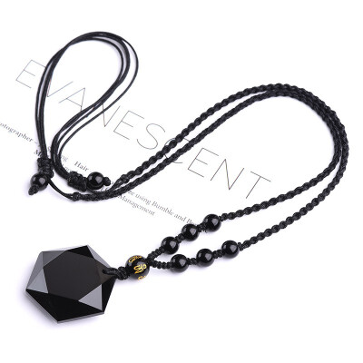 

Natural Obsidian Peace Button Necklace Personality Pendant Jewelry